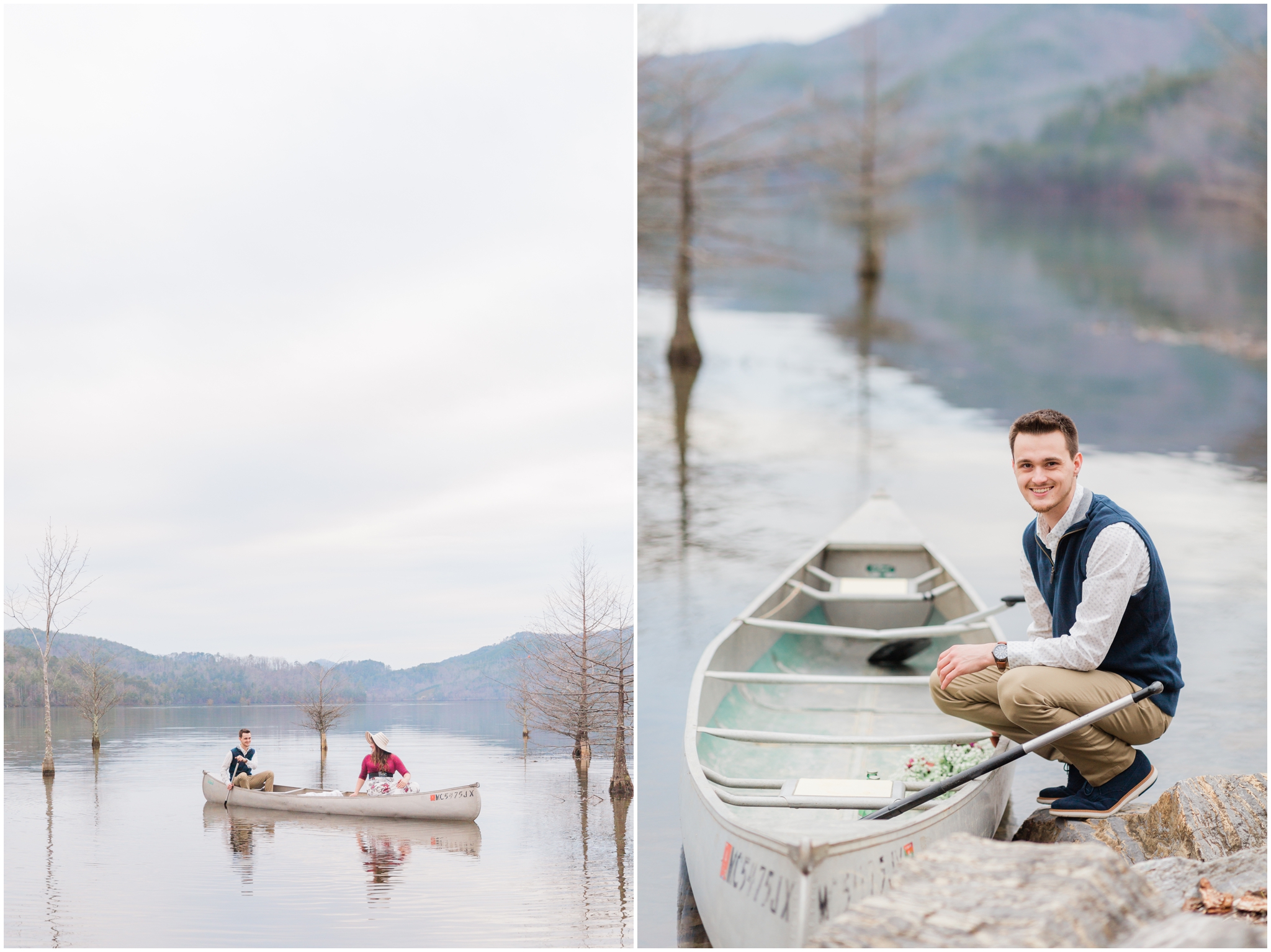 danae church and scot brunner engagement session on ocoee lake in cherokee national forest and ocoee lake