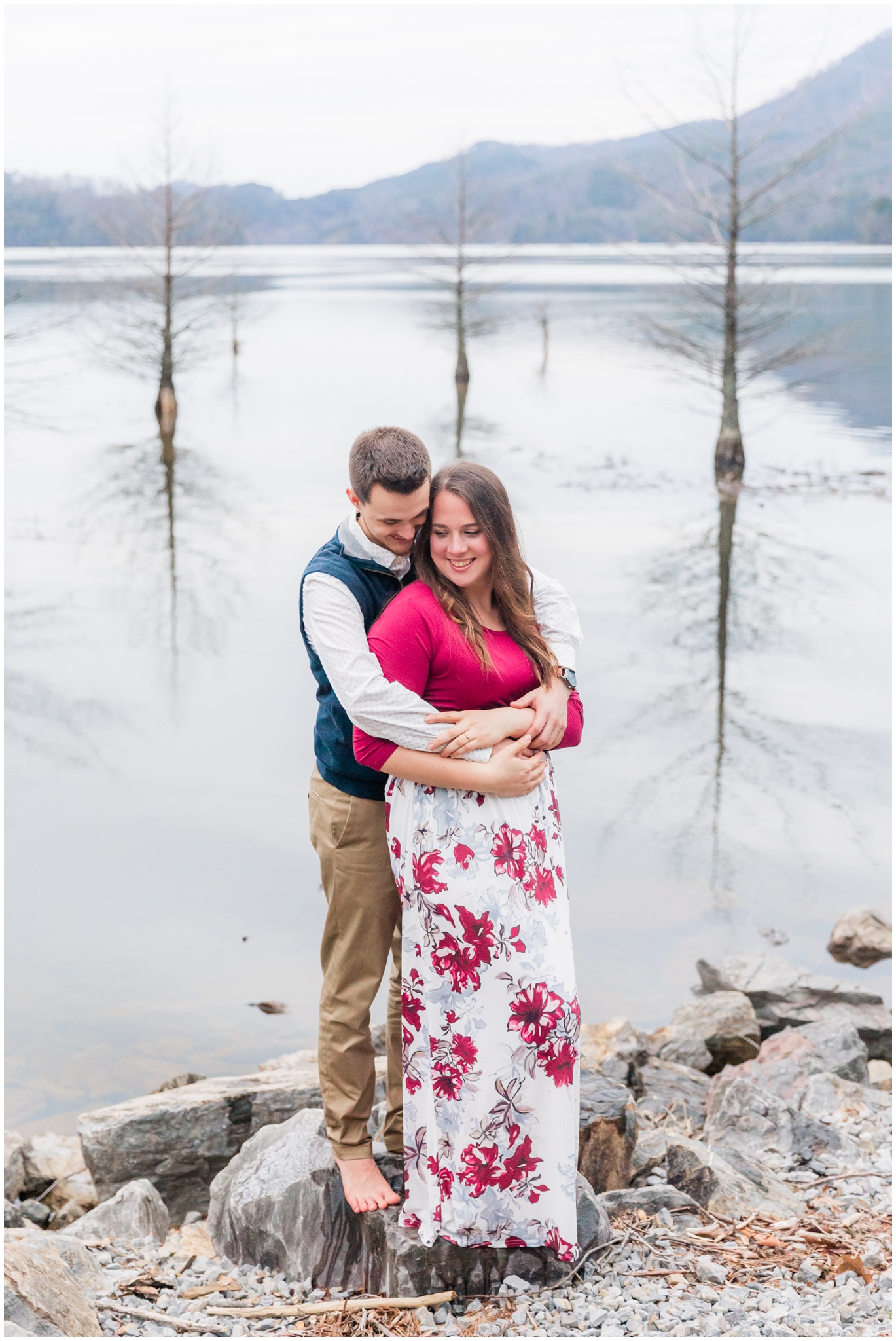 danae church and scot brunner engagement session on ocoee lake in cherokee national forest and ocoee lake