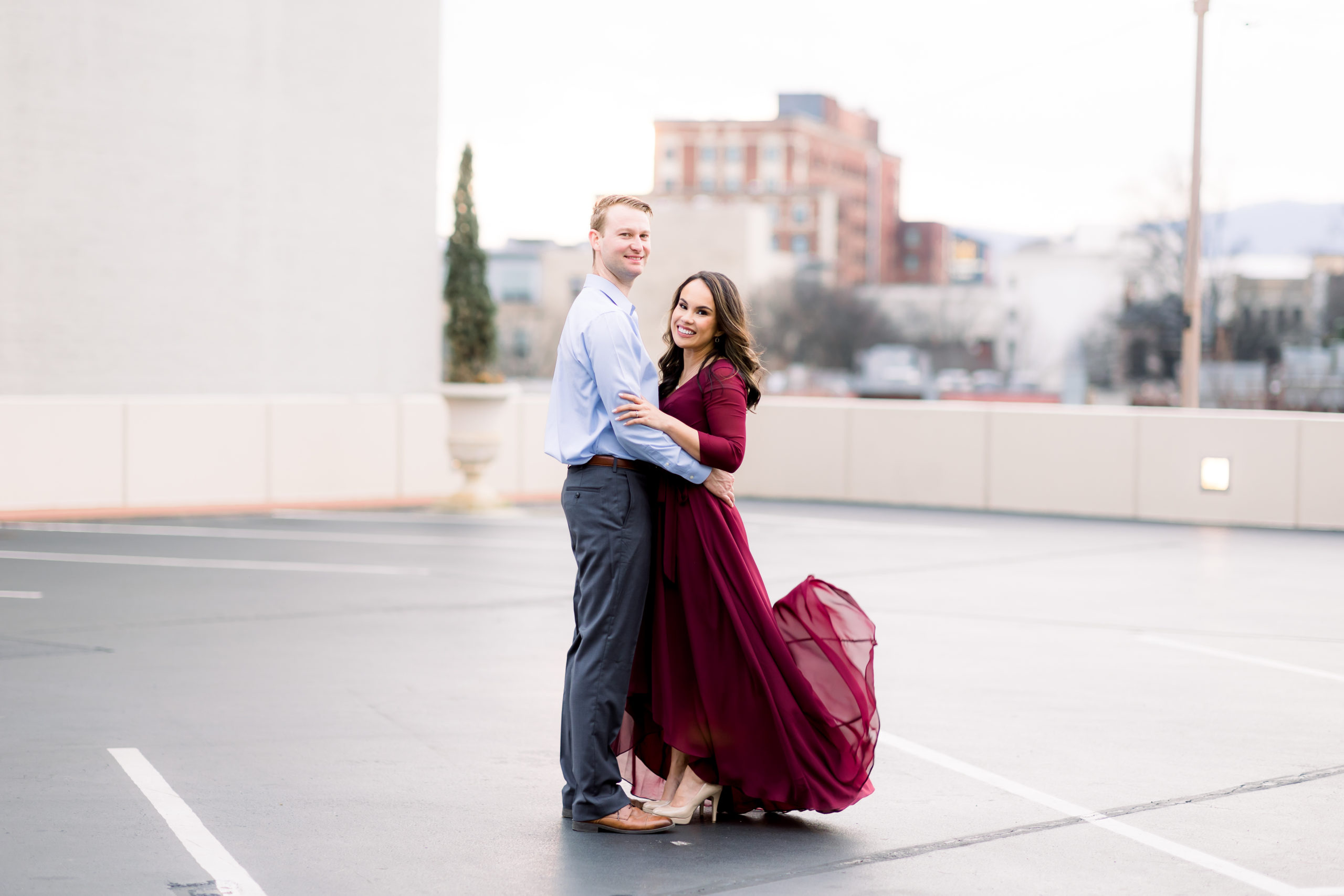 winter rooftop engagement photos by chattanooga wedding photographer alyssa rachelle photography