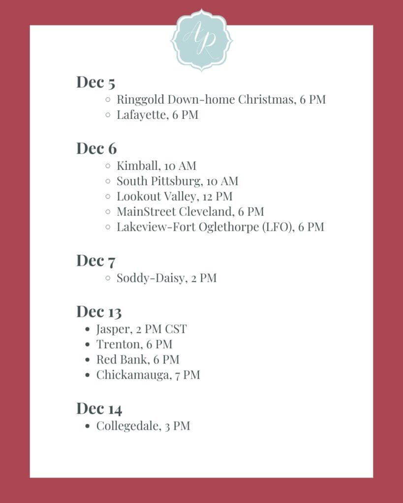 2025 Christmas Holiday Parades in Chattanooga & Cleveland, Tennessee